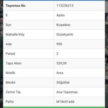 AYDIN KUŞADASI 529 m² DENİZE YAKIN VİLLA ARSASI