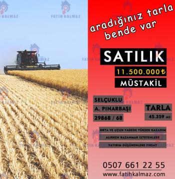 Konya / Selçuklu / Satılık Tarla Aşağıpınarbaşı Müstakil 45.359 M2