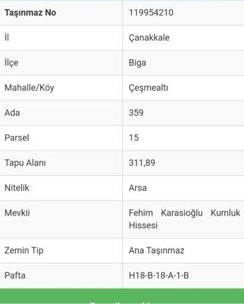 ÇANAKKALE BİGA NEF PROJESİ YANI 311 M² SATILIK VİLLA ARSASI