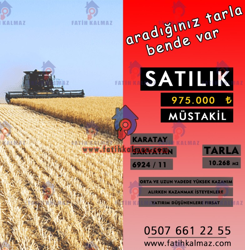 Konya / Karatay / Satılık Tarla Sakyatan Mah. 10.268 M2
