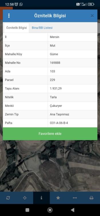 MERSİN MUT GÜME 1931 M2 SATILIK TARLA