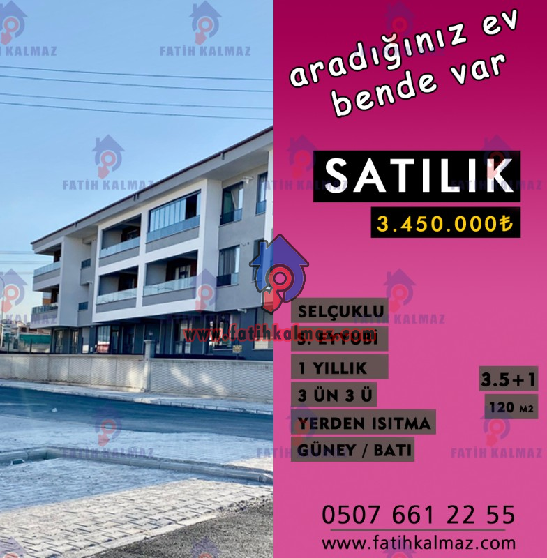 Konya / Selçuklu / Satılık Daire S. Eyyubi Mah. Son Kat 3.5+1