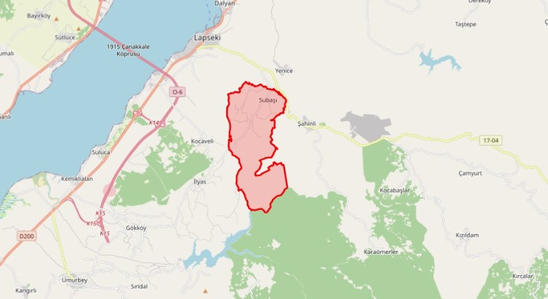 Çanakkale Lapseki Subaşı Köyü'nde Satılık 12.189 m² Tarıma Uygun Tarla