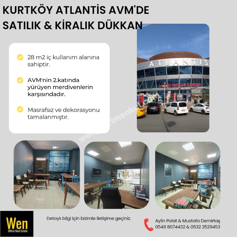 Pendik Yenişehir Lens AVM karşısında İstanbul World Atlantis AVM’deki Kiralık Dükkan-Mağazamız yeni sahiplerini bekliyor