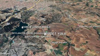 GÜVENAY - ÇORUM BARAJI ÜST TARAFI MANZARALI 1,270 M² SATILIK BAHÇE