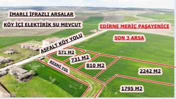 Edirne Meriç Paşayenice'de Köy İçi İmarlı İfrazlı Elektrik Su Mevcut Kanalizasyon Yatırımlık Arsa.