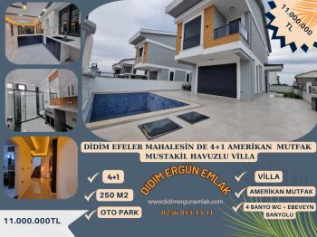 DİDİM EFELLER MAHALESİNDE SATILIK  LÜX 4+1 MÜSTAKİL HAVUZLU VİLLA (EK : 1092 )
