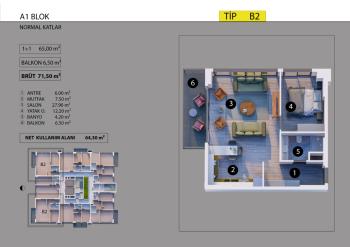 Wohnungseinheiten im Wohnresidenzprojekt im Stadtteil Altıntaş