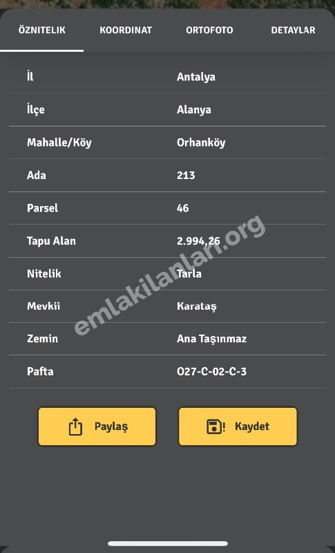 ALANYA ORHANKÖY'DE SAHİBİNDEN ACİL SATILIK 2994 M2 TARLA!!!