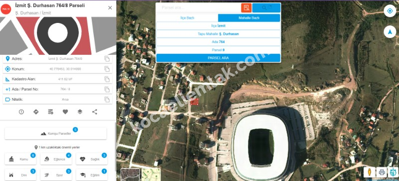 ALİKAHYA YENİ STAD YANI 412 m2 KONUT İMARLI SATILIK ARSA