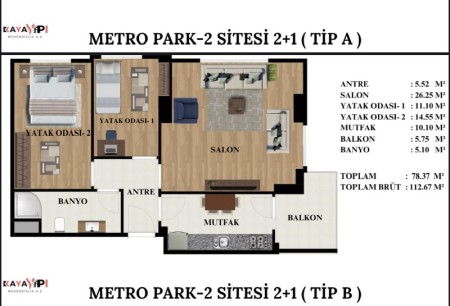 Eyüpsultan Metro Park 2'de Sıfır 2+1 ve 3+2 Daireler – Metroya 2 Dakika, Balkonlu, Krediye Uygun
