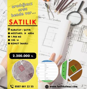 Konya / Karatay / Satılık Arsa Şatır Mah. 1.966 M2