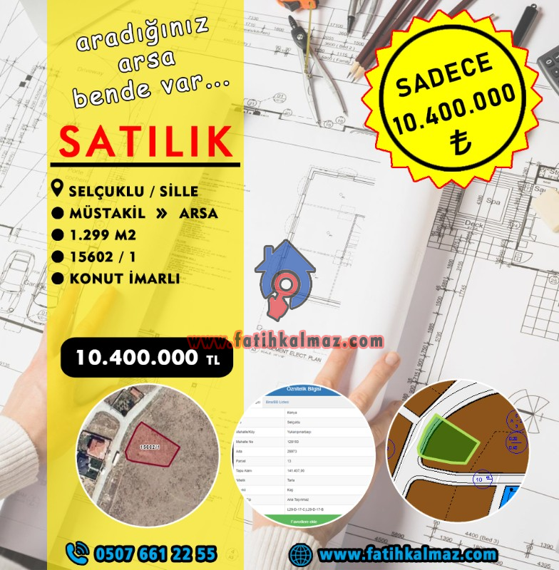Konya / Selçuklu / Satılık Arsa S. Eyyubi Mah. (Gülistan Parselleri) 1.299 M2