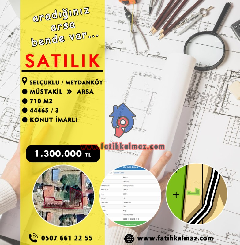 Konya / Selçuklu / Satılık Arsa Meydanköy Mah. Konut İmarlı 710 M2