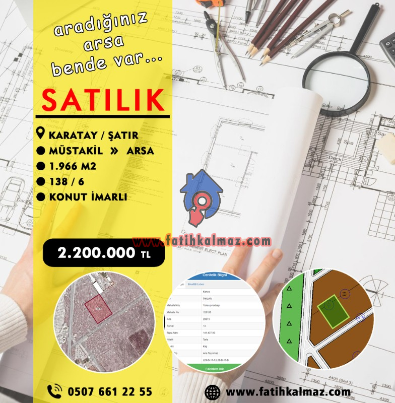 Konya / Karatay / Satılık Arsa Şatır Mah. 1.966 M2
