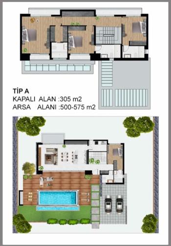 Kıbrıs Girne Ozanköy de Ful Deniz Manzaralı 3 Ay Sonra Teslim Ödeme Planlı Luks 4+1 Villalar