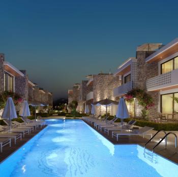 Kıbrıs Girne Lapta da Ful Deniz Manzaralı Tüm Beyaz Eşyalar ve  Klimalar Dahil Bahçe ve Üst kat 2+1 Daireler