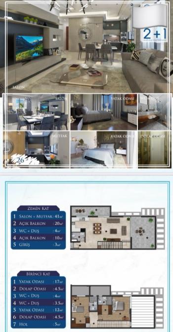 Girne Merkezde Satılık Dublex 2+1 Penthouse