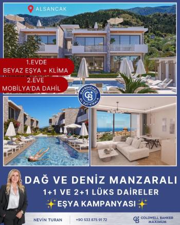 Kıbrıs Girne Lapta da Ful Deniz Manzaralı Tüm Beyaz Eşyalar ve Klimalar Dahil  1+1 Bahçe Katı Daireler