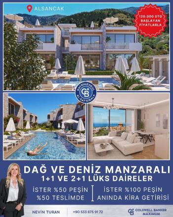 Kıbrıs Girne Lapta da Ful Deniz Manzaralı Tüm Beyaz Eşyalar ve Klimalar Dahil  1+1 Bahçe Katı Daireler