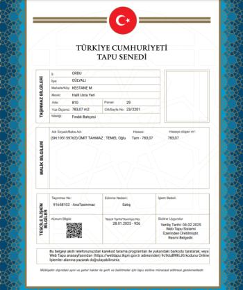 ORDU GÜLYALI ARSA TAPU SAHİBİ PERTA EMLAK ÜMİT TAHMAZ