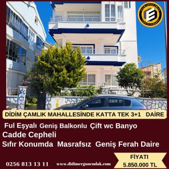 DİDİM ÇAMLIK MAHALLESİNDE KATTA TEK  SATILIK 3+1   DAİRE EK: 1269