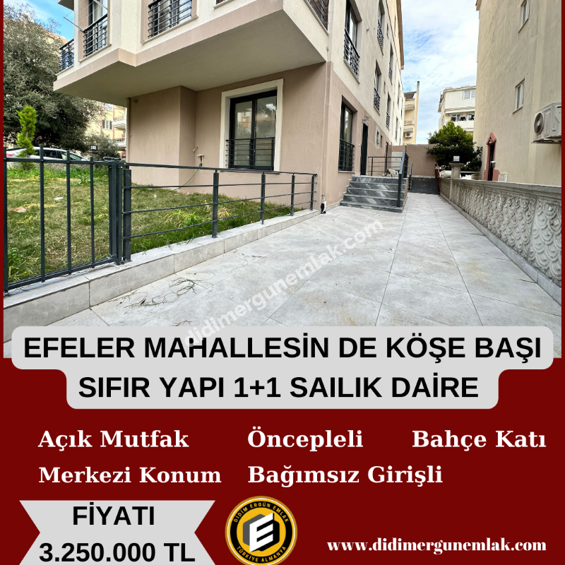 EFELER MAHALLESİN DE KÖŞE BAŞI SIFIR YAPI 1+1 SAILIK DAİRE  ( EK : 1274)