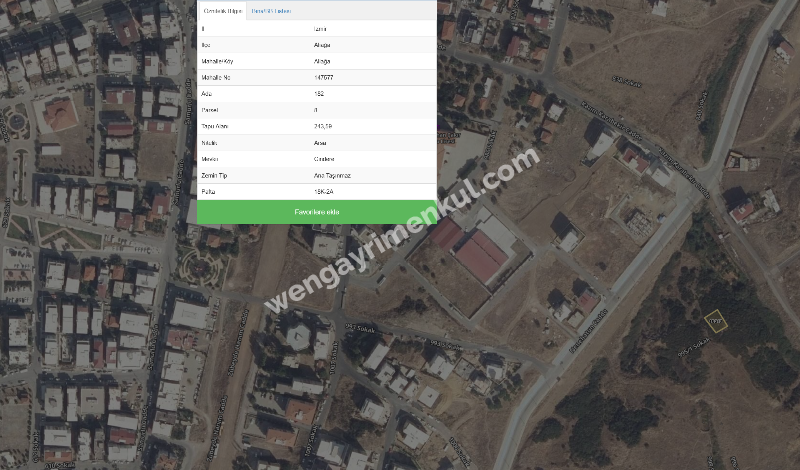 243,59 m2 İMARLI PLANI İÇERİSİNDE SATILIK ARSA İZMİR ALİAĞA
