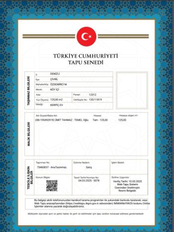 DENİZLİ ÇİVRİL BİNA TAPU SAHİBİ PERTA EMLAK ÜMİT TAHMAZ