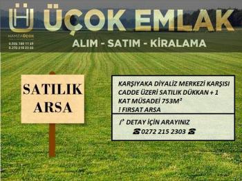 AFYON ÜÇOK EMLAKTAN OSMANGAZİ MAH DİYALİZ KARŞISI SATILIK 753M ARSA