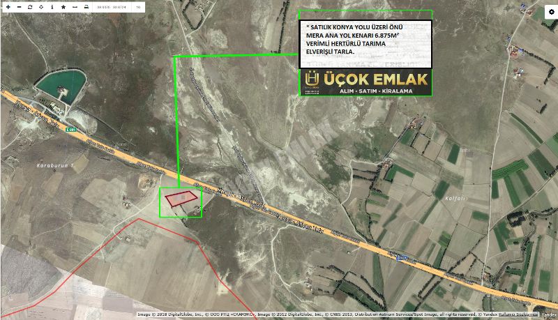 AFYON ÜÇOK EMLAKTAN ÇAY KIZILDAĞ MEVKİ KONYA YOLU ÜZERİ SATILIK 6.875M² TARLA
