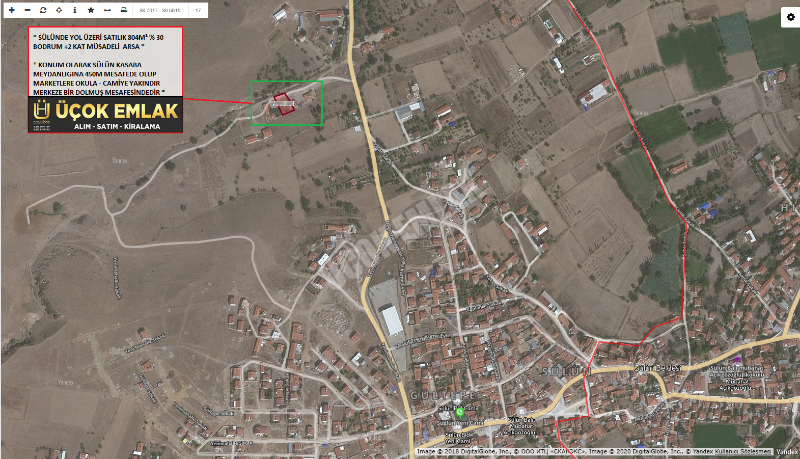 AFYON ÜÇOK EMLAKTAN SÜLÜN DE YOL ÜZERİ SATILIK İMARLI ARSA
