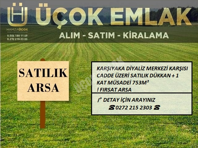 AFYON ÜÇOK EMLAKTAN OSMANGAZİ MAH DİYALİZ KARŞISI SATILIK 753M ARSA
