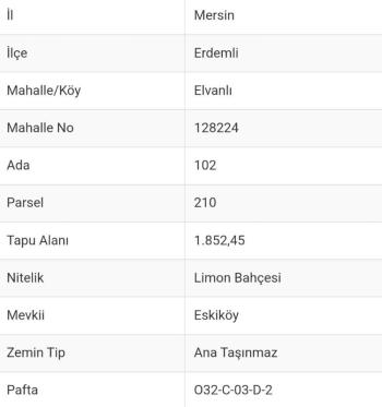 ASLAN'DAN ELVANLI'DA 1.852 M2 MÜSTAKİL TAPULU BAHÇE