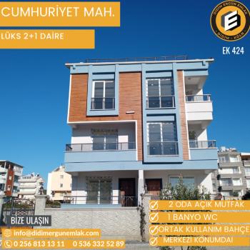 DİDİM CUMHURİYET MAHALLESİNDE ŞIK TASARIMLI 2+1 DAİRE EK- 424