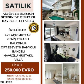 Akbük'teki Elysıum Sitesin De Deniz Manzaralı Müstakil Havuzlu Bahçeli Satılık 4+1 Villa (1262