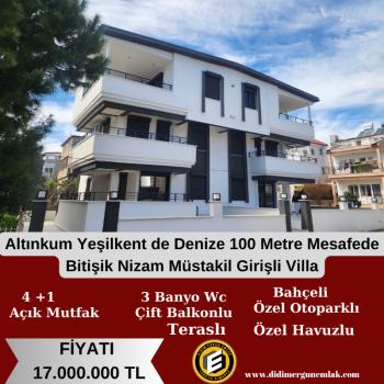Altınkum Yeşilkent de Denize 100 Metre Mesafede Bitişik Nizam Müstakil Girişli Villa ( ek: 1272 )