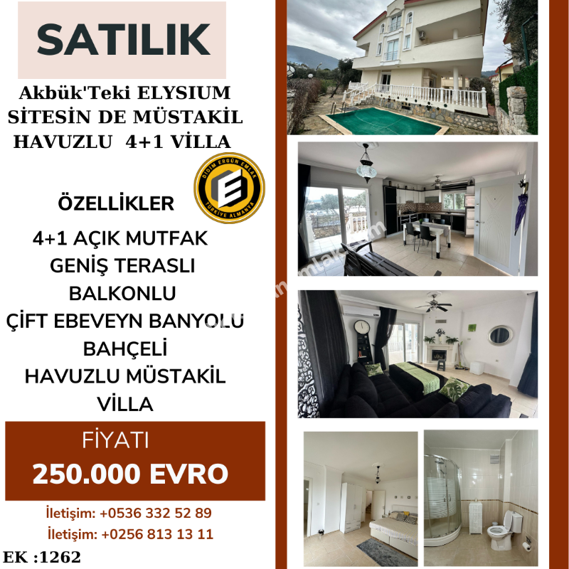 Akbük'teki Elysıum Sitesin De Deniz Manzaralı Müstakil Havuzlu Bahçeli Satılık 4+1 Villa (1262