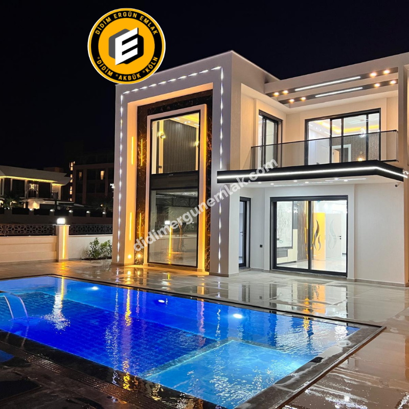 Didim Ergün Emlak'tan Satılık Efeler Mh. Sıfır 4+1 AYRI MUTFAK HAVUZLU TAM MÜSTAKİL Villa! Ek- 5580