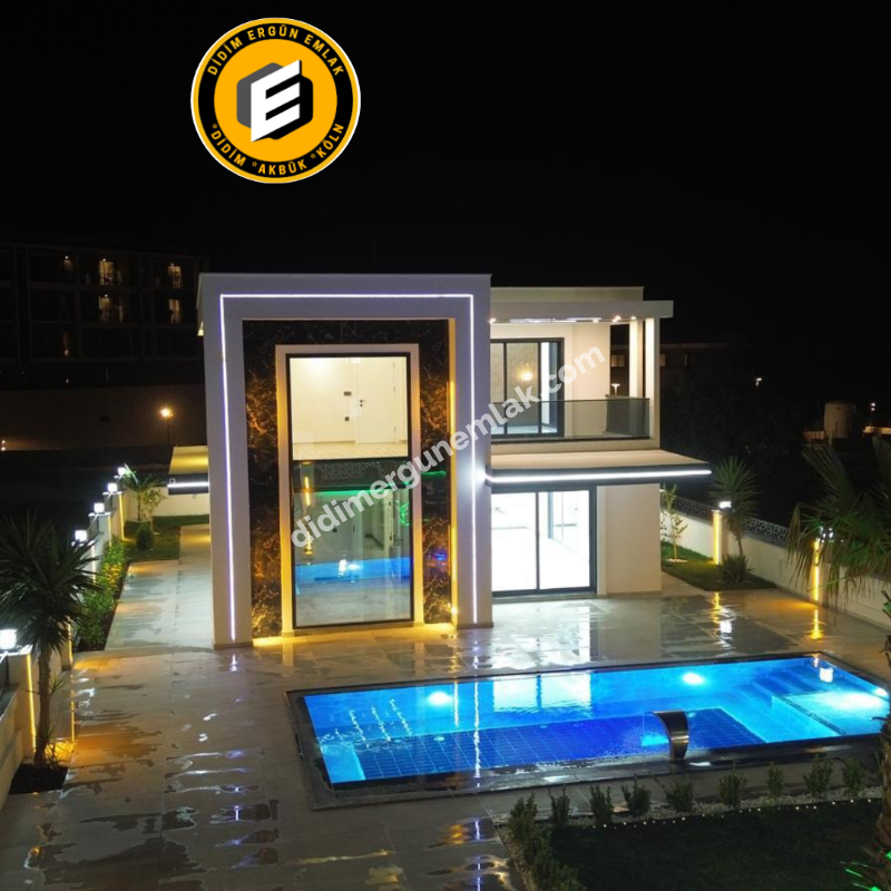Didim Ergün Emlak'tan Satılık Efeler Mh. Sıfır 4+1 AYRI MUTFAK HAVUZLU TAM MÜSTAKİL Villa! Ek- 5580