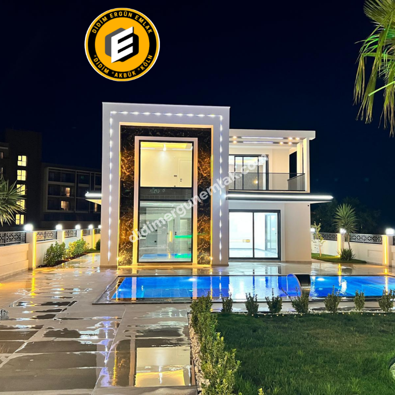 Didim Ergün Emlak'tan Satılık Efeler Mh. Sıfır 4+1 AYRI MUTFAK HAVUZLU TAM MÜSTAKİL Villa! Ek- 5580
