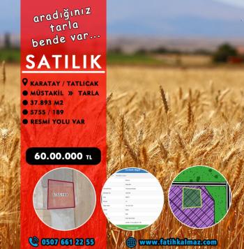 Konya / Karatay / Satılık Tarla Tatlıcak Mah. 37.893 M2 (Müstakil)