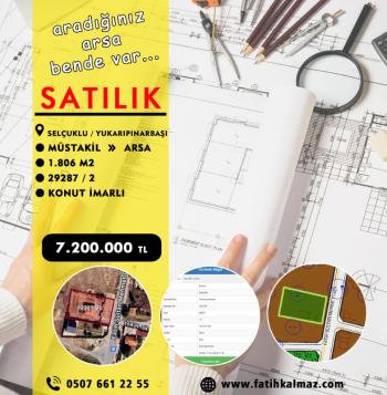 Konya / Selçuklu / Satılık Arsa YukarıPınarbaşı Mah. Müstakil 1.806 M2