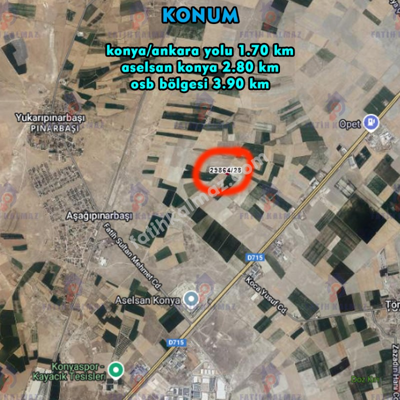 Konya / Selçuklu / Satılık Tarla AşağıPınarbaşı Mah. 975 M2 (Hisseli)
