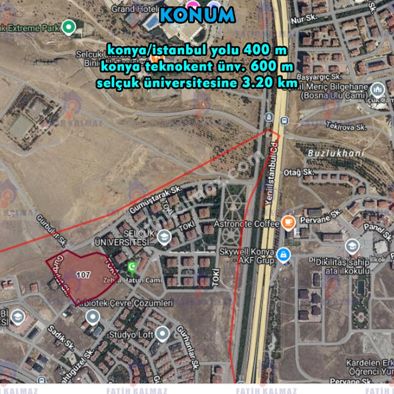 Konya / Selçuklu / Satılık Tarla Yazır Mah. 432 M2 (Hisseli)