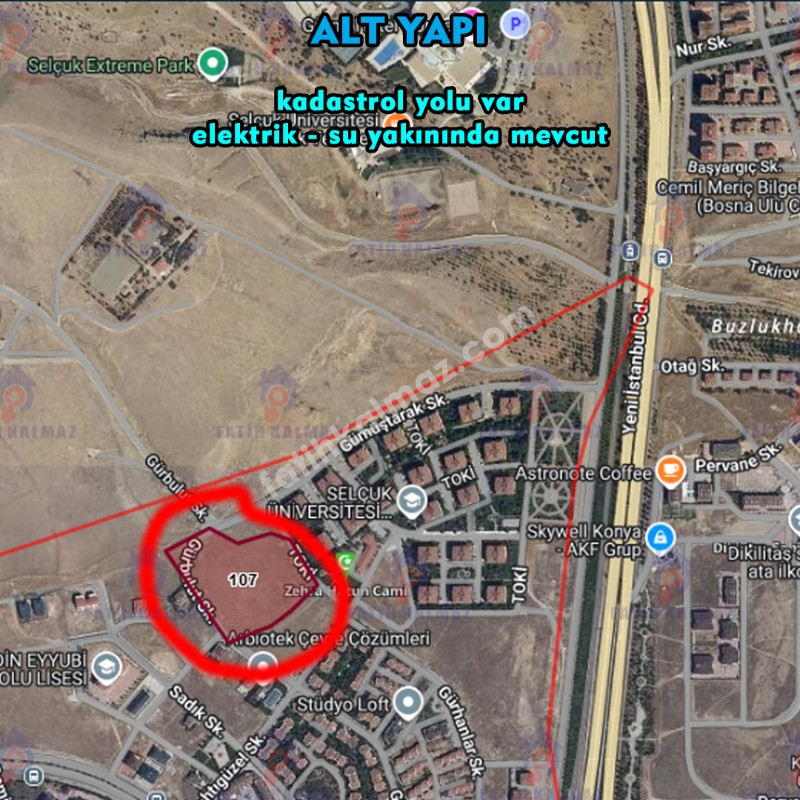 Konya / Selçuklu / Satılık Tarla Yazır Mah. 432 M2 (Hisseli)