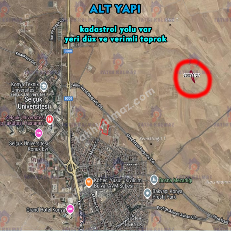 Konya / Selçuklu / Satılık Tarla AşağıPınarbaşı Mah. 6.634 M2 (Müstakil)