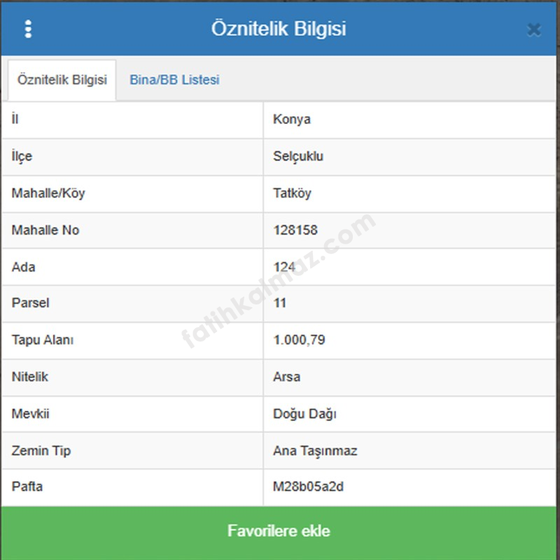 Konya / Selçuklu / Satılık Arsa Tatköy Mah. Doğu Dağında Müstakil 1.000 M2