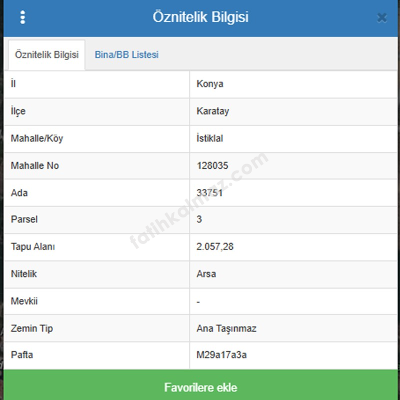 Konya / Karatay / Satılık Arsa İstiklal Mah. Müstakil 2.057 M2