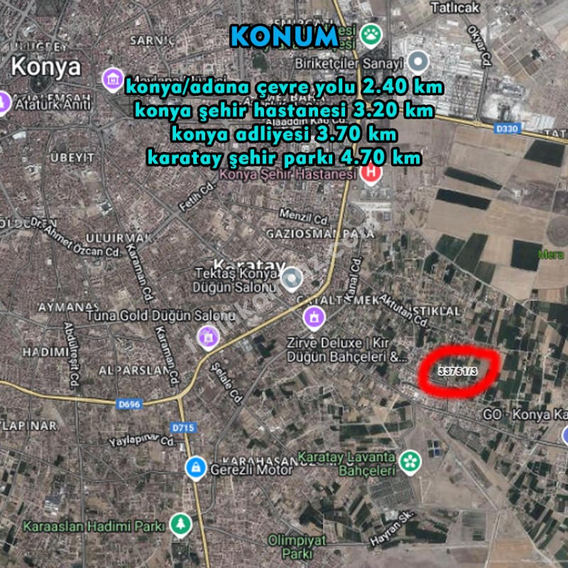 Konya / Karatay / Satılık Arsa İstiklal Mah. Müstakil 2.057 M2
